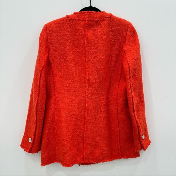 NWOT Zara Tweed Jewel Button Bright Orange Blazer. - Picture 10 of 10